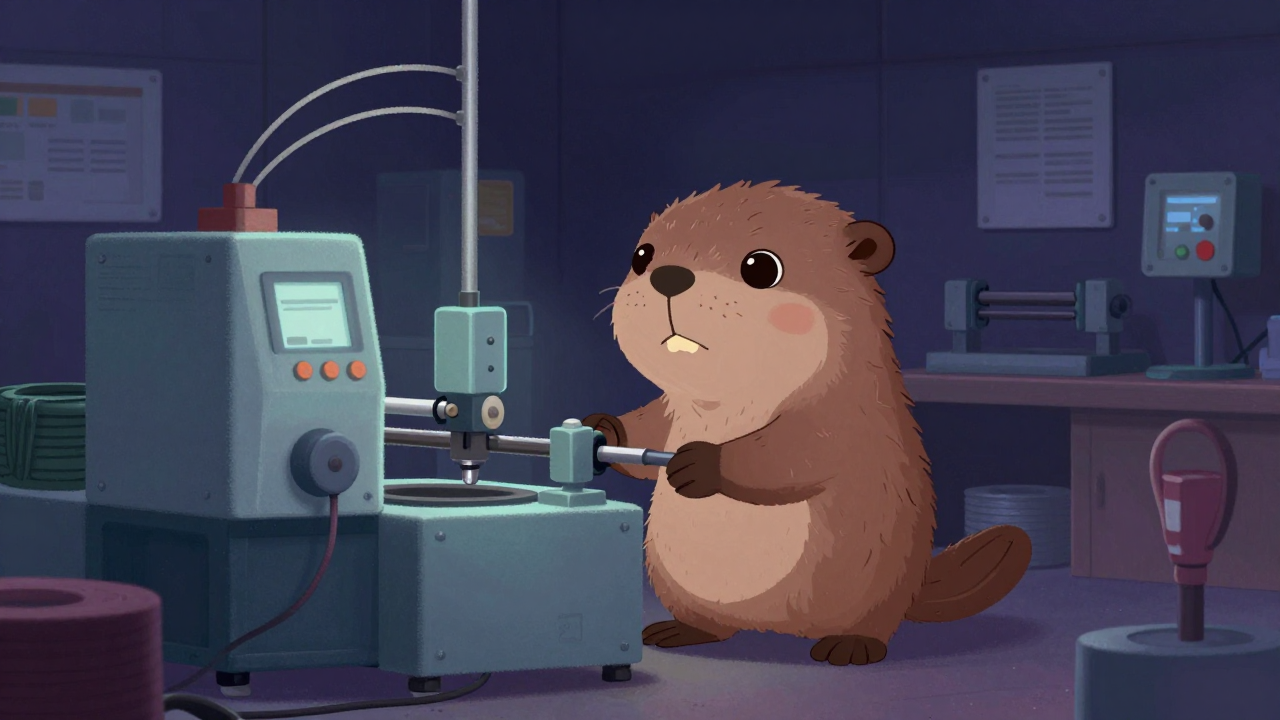 와이어조작원 직업 종사자가 업무를 수행하는 모습