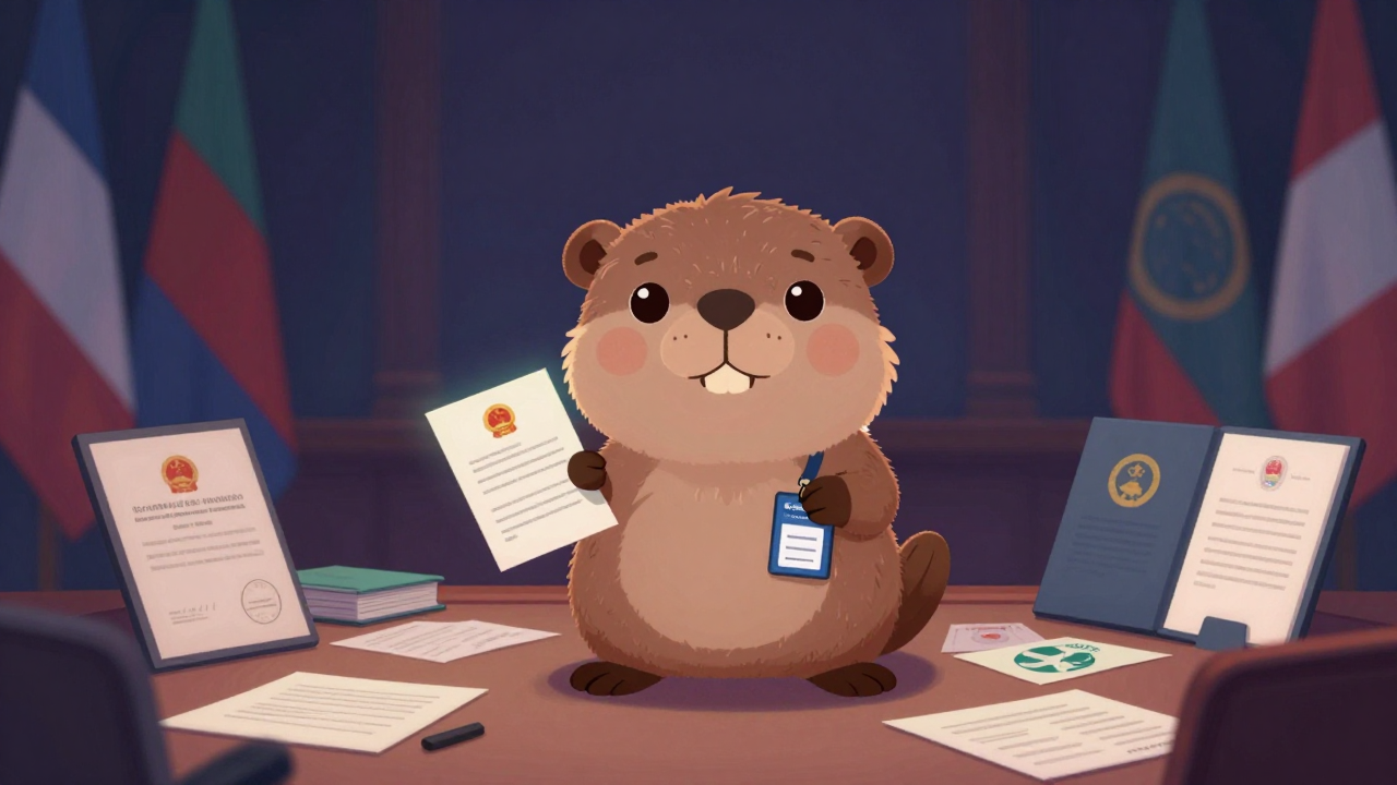 외교관 직업 종사자가 업무를 수행하는 모습