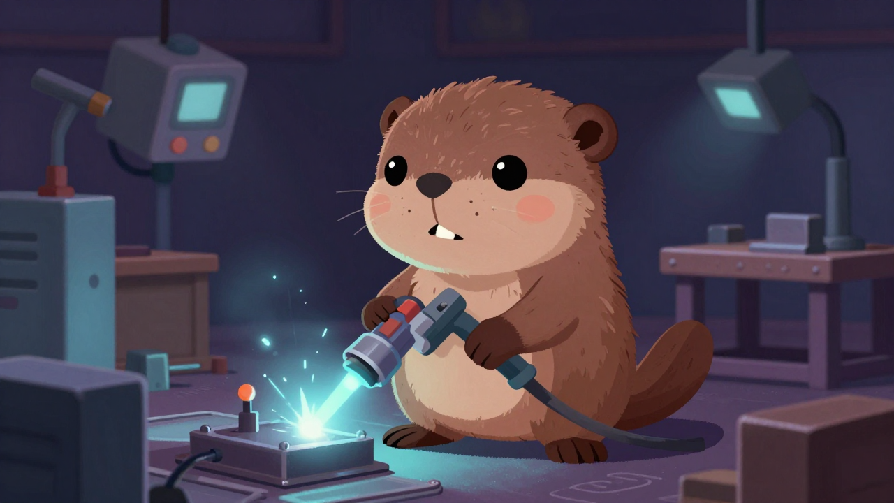 용접절단원 직업 종사자가 업무를 수행하는 모습