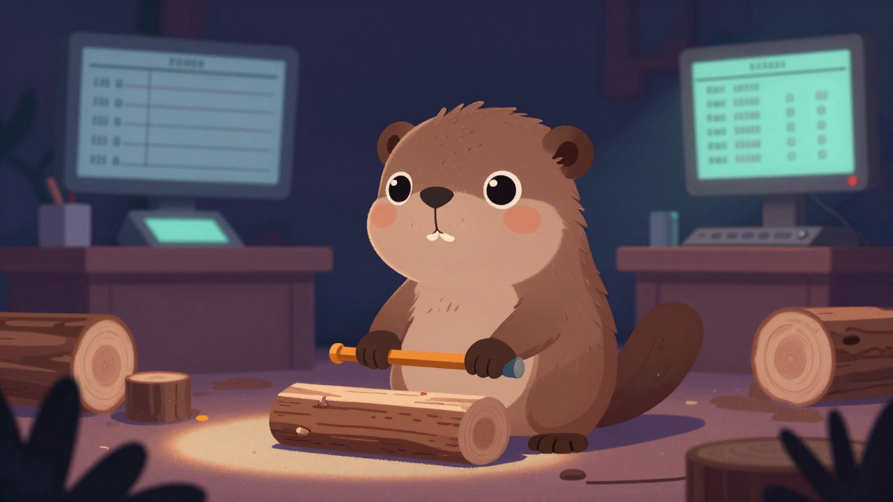 원목등급원 직업 종사자가 업무를 수행하는 모습