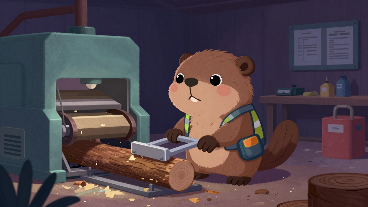 원목박피기조작원