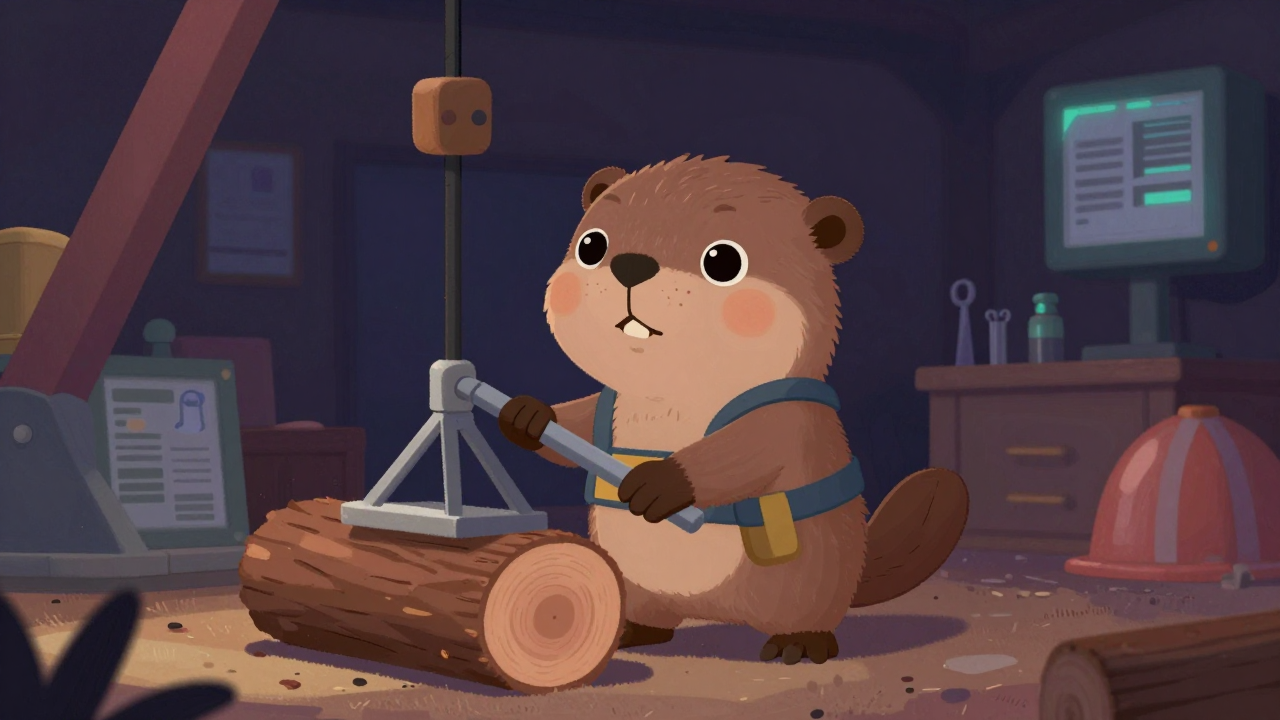 원목인양원 직업 종사자가 업무를 수행하는 모습