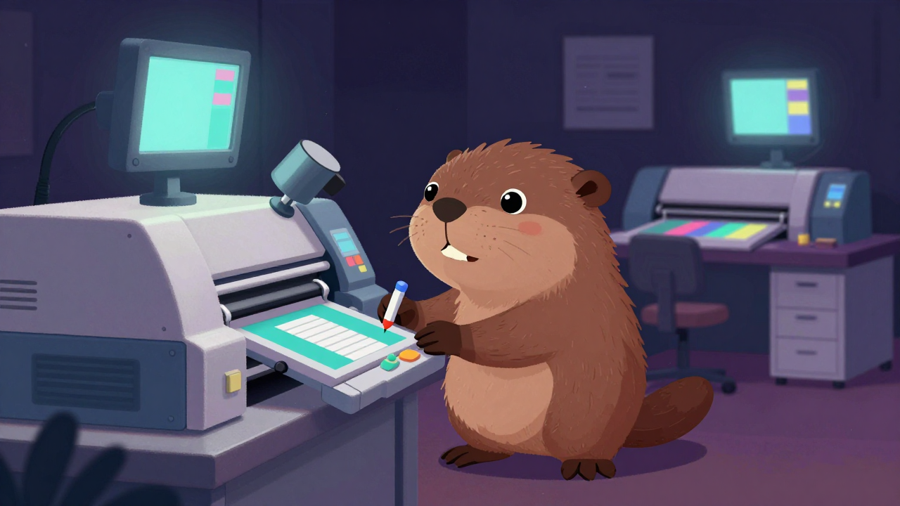 원색분해기조작원 직업 종사자가 업무를 수행하는 모습