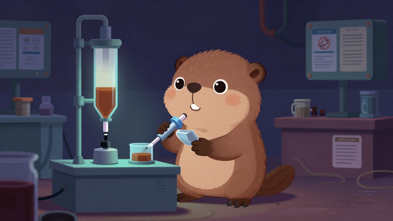 원유품질검사원 직업 종사자가 업무를 수행하는 모습