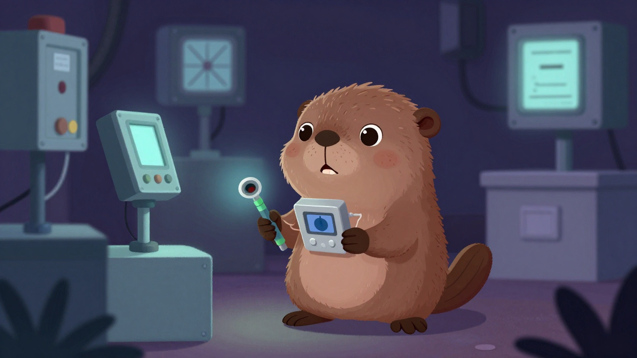 원자력계측제어정비원 직업 종사자가 업무를 수행하는 모습