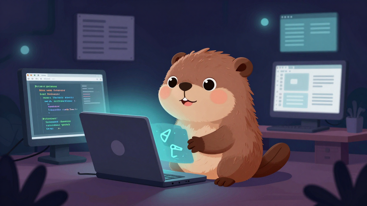 웹개발자 직업 종사자가 업무를 수행하는 모습