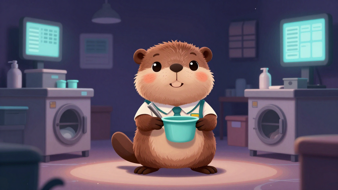 유니폼관리인 직업 종사자가 업무를 수행하는 모습