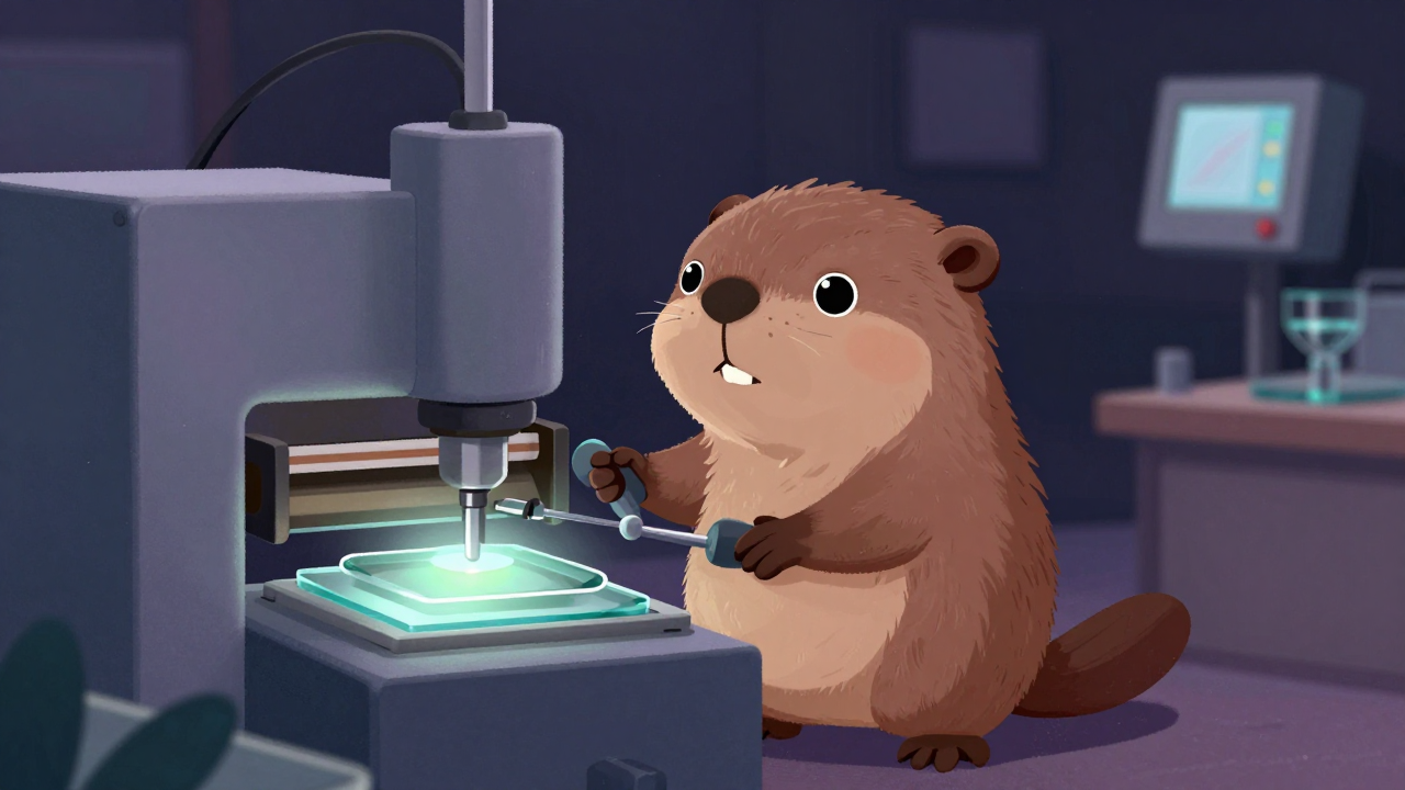 유리가압성형기조작원 직업 종사자가 업무를 수행하는 모습