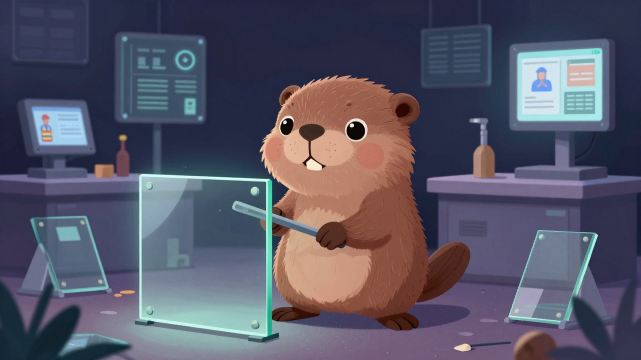 유리설치반장 직업 종사자가 업무를 수행하는 모습