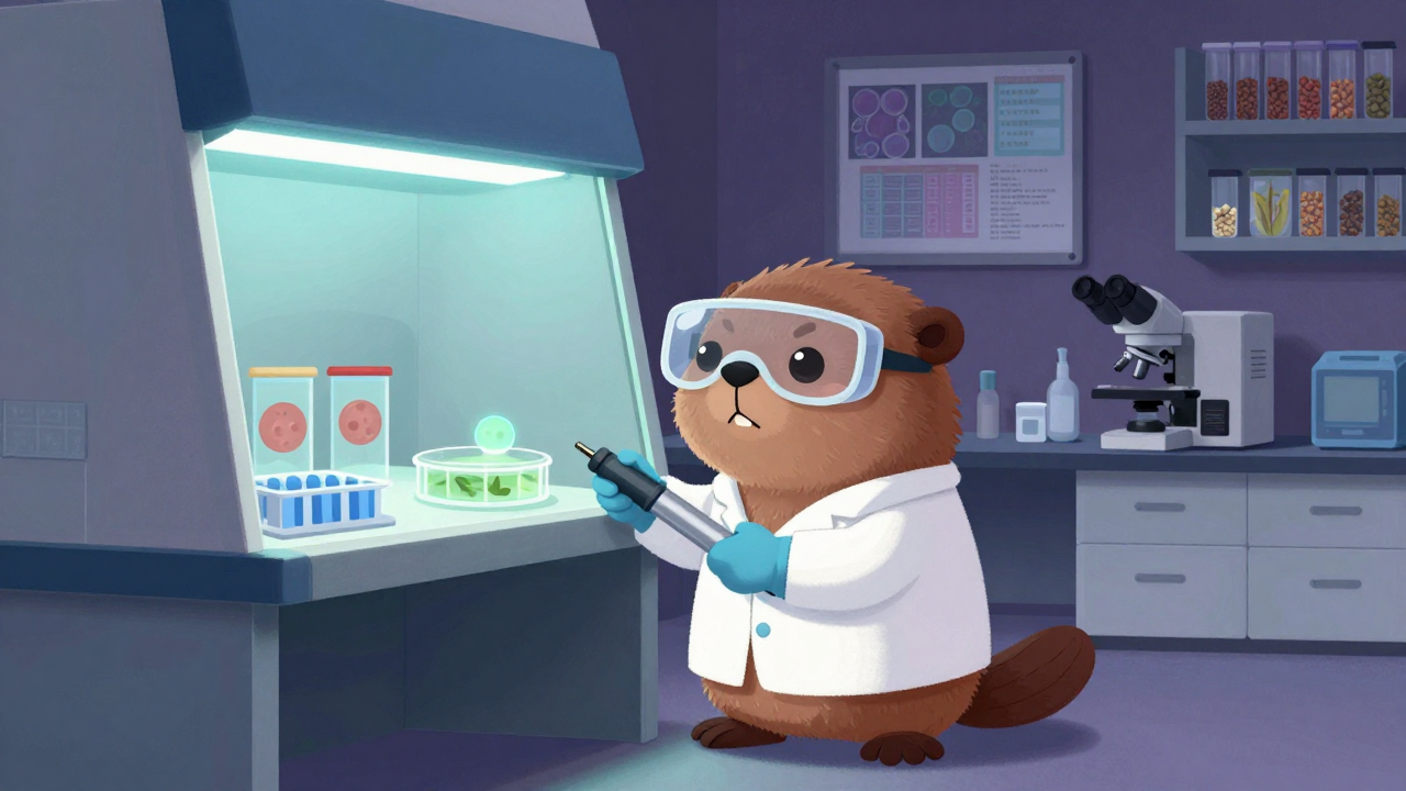 유전자 재조합 식품 전문가 직업 종사자가 업무를 수행하는 모습