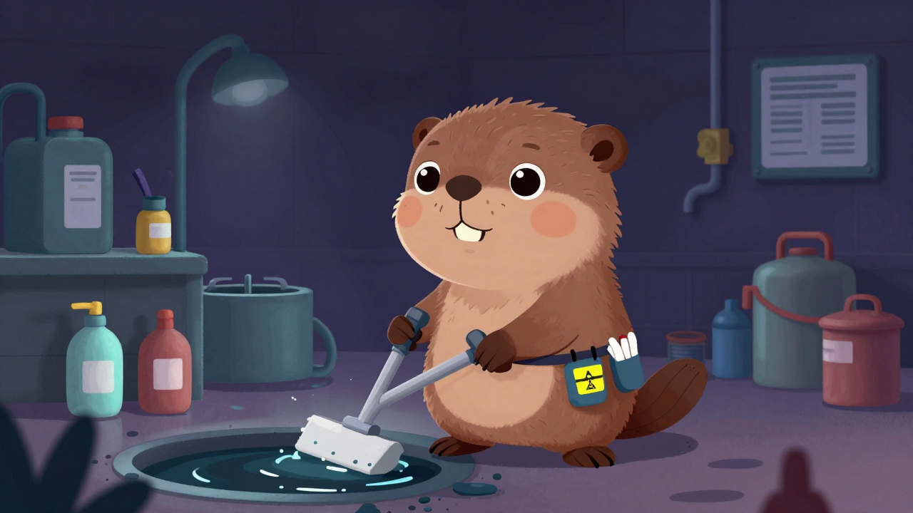 유창청소원 직업 종사자가 업무를 수행하는 모습