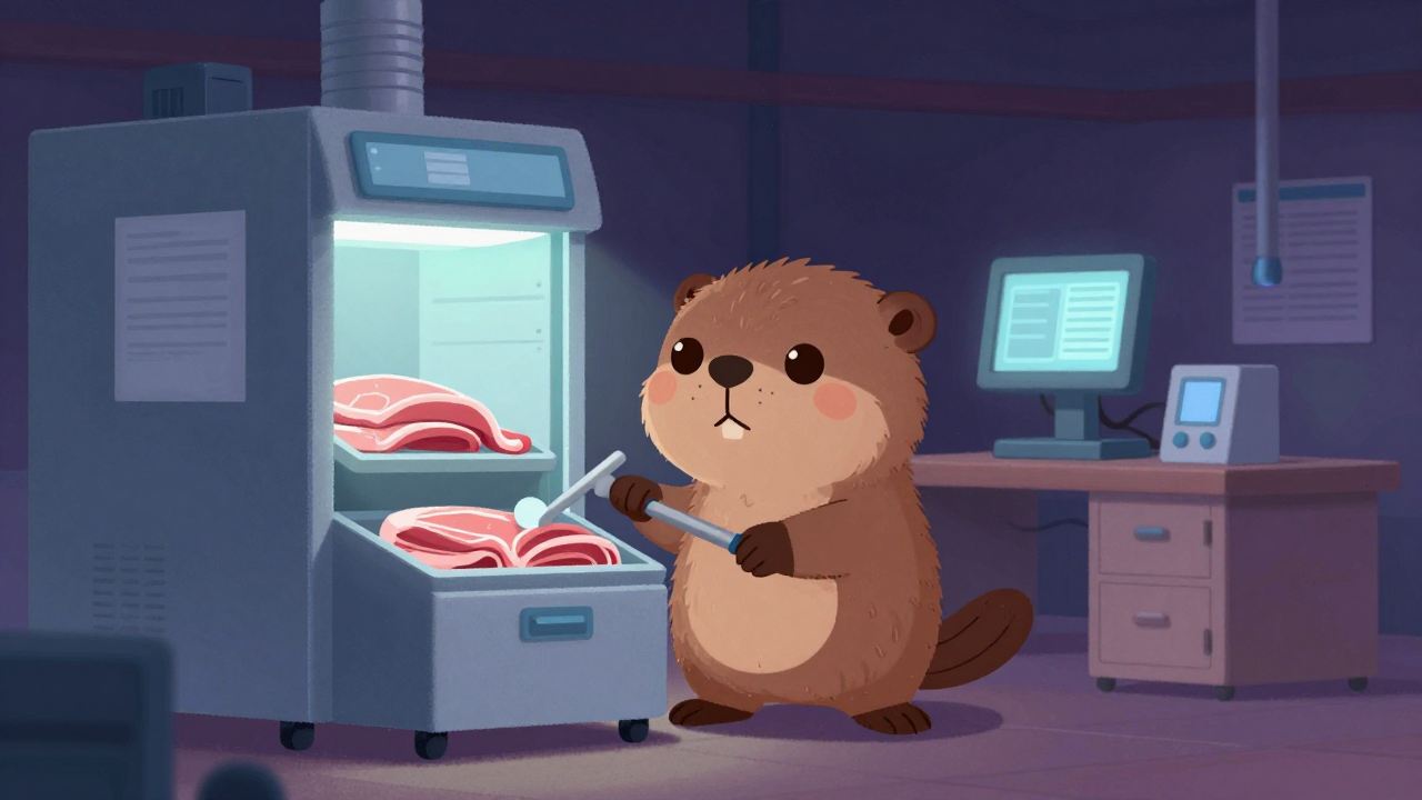 육류냉동창고작업원 직업 종사자가 업무를 수행하는 모습