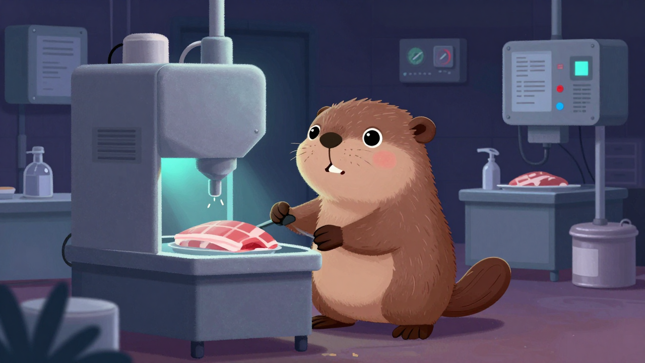 육류·어패류·낙농품가공기계조작원 직업 종사자가 업무를 수행하는 모습