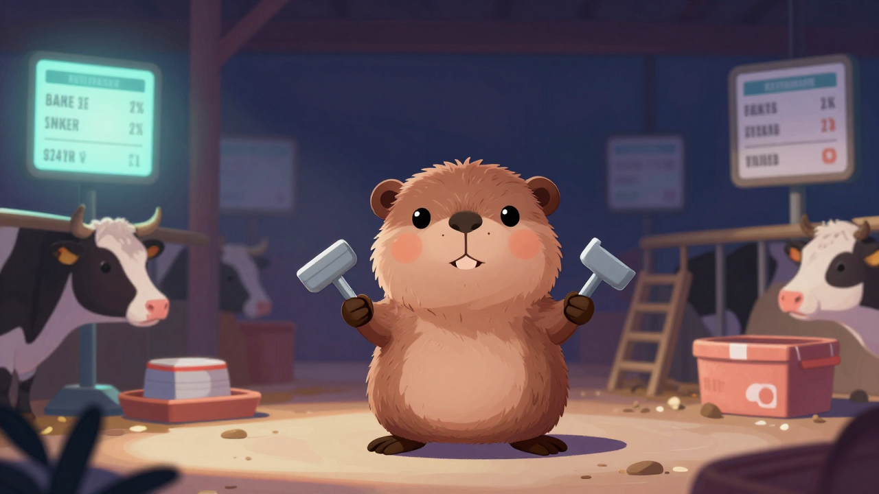 육우사육사 직업 종사자가 업무를 수행하는 모습