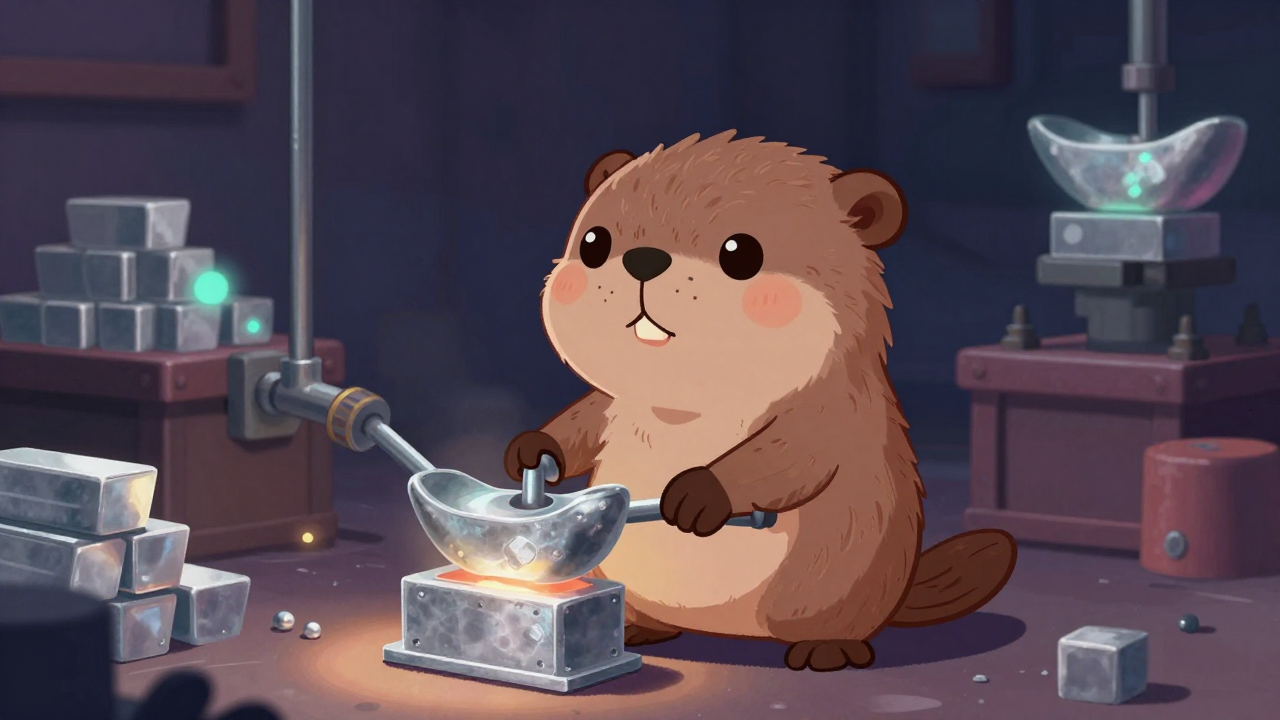 은괴주조원 직업 종사자가 업무를 수행하는 모습