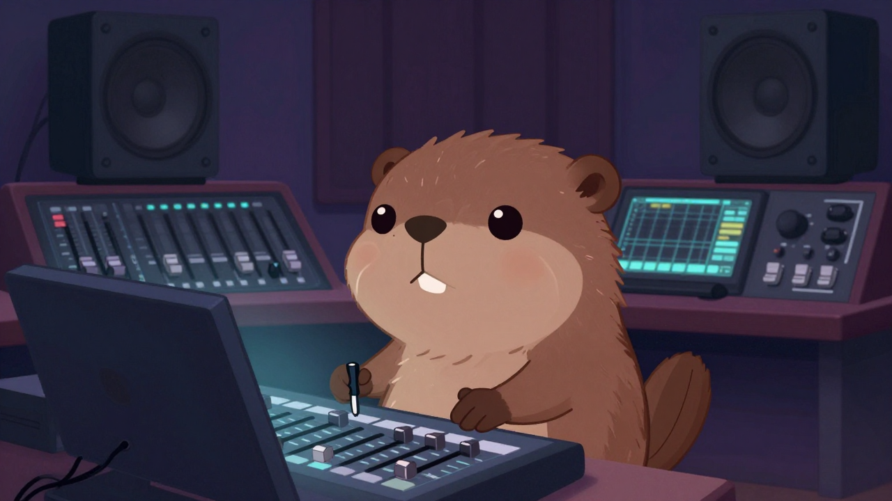 음향믹싱기사 직업 종사자가 업무를 수행하는 모습