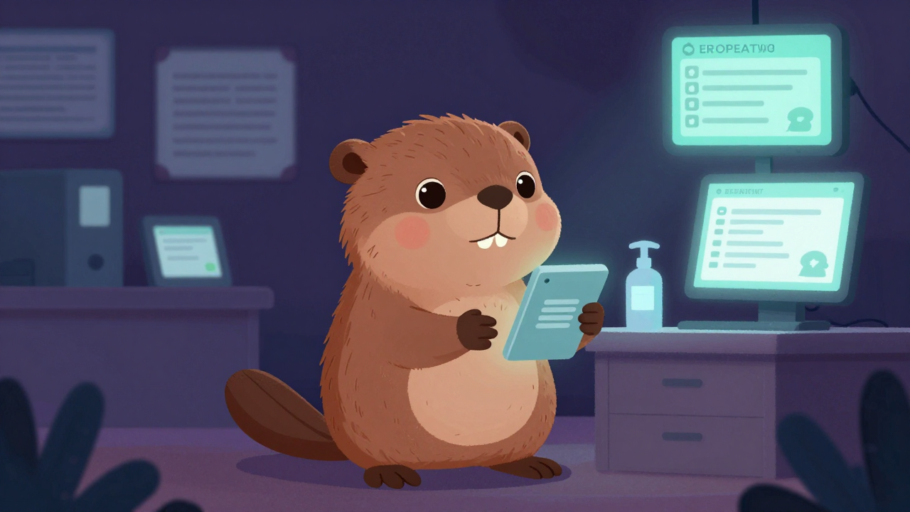 의료급여관리사 직업 종사자가 업무를 수행하는 모습