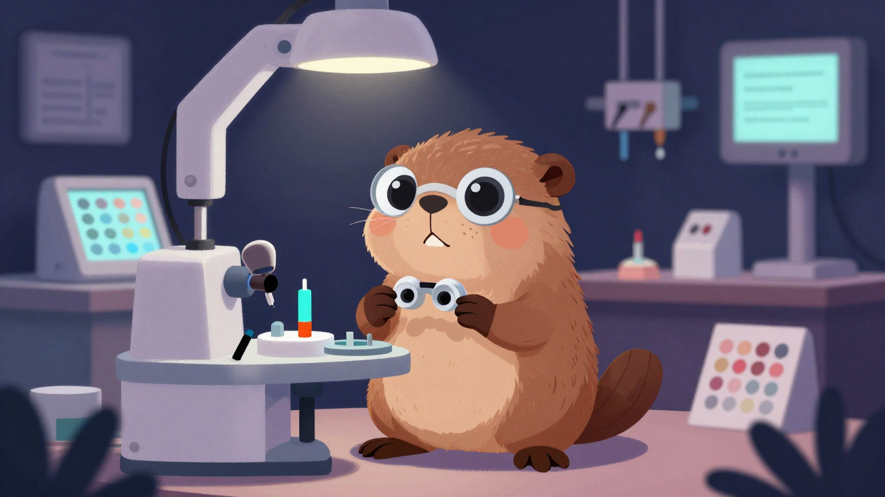 의안제조원 직업 종사자가 업무를 수행하는 모습