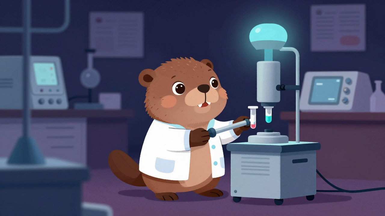 의약품시험분석원 직업 종사자가 업무를 수행하는 모습