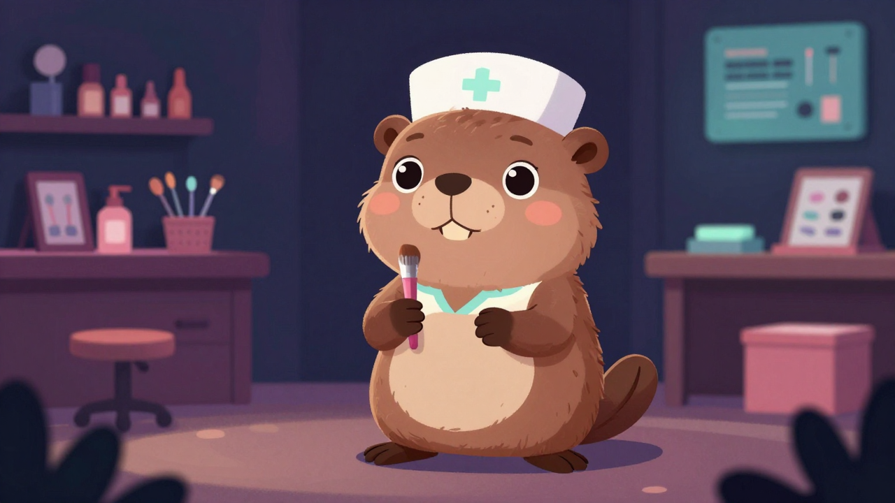 이미용강사 직업 종사자가 업무를 수행하는 모습