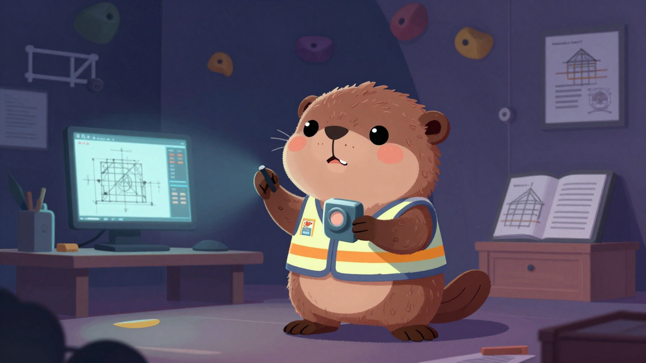 인공암벽시설설계기술자 직업 종사자가 업무를 수행하는 모습