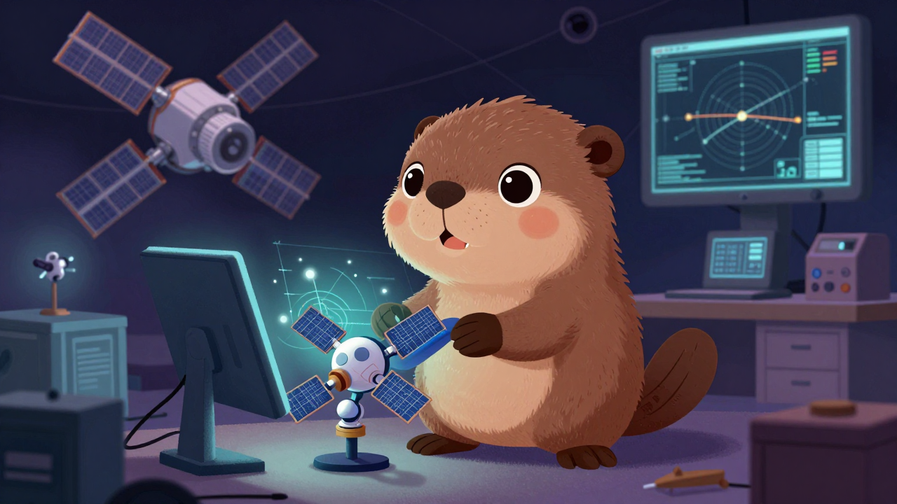 인공위성개발원 직업 종사자가 업무를 수행하는 모습