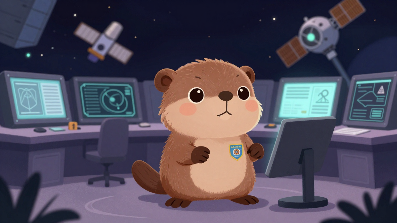 인공위성관제원 직업 종사자가 업무를 수행하는 모습