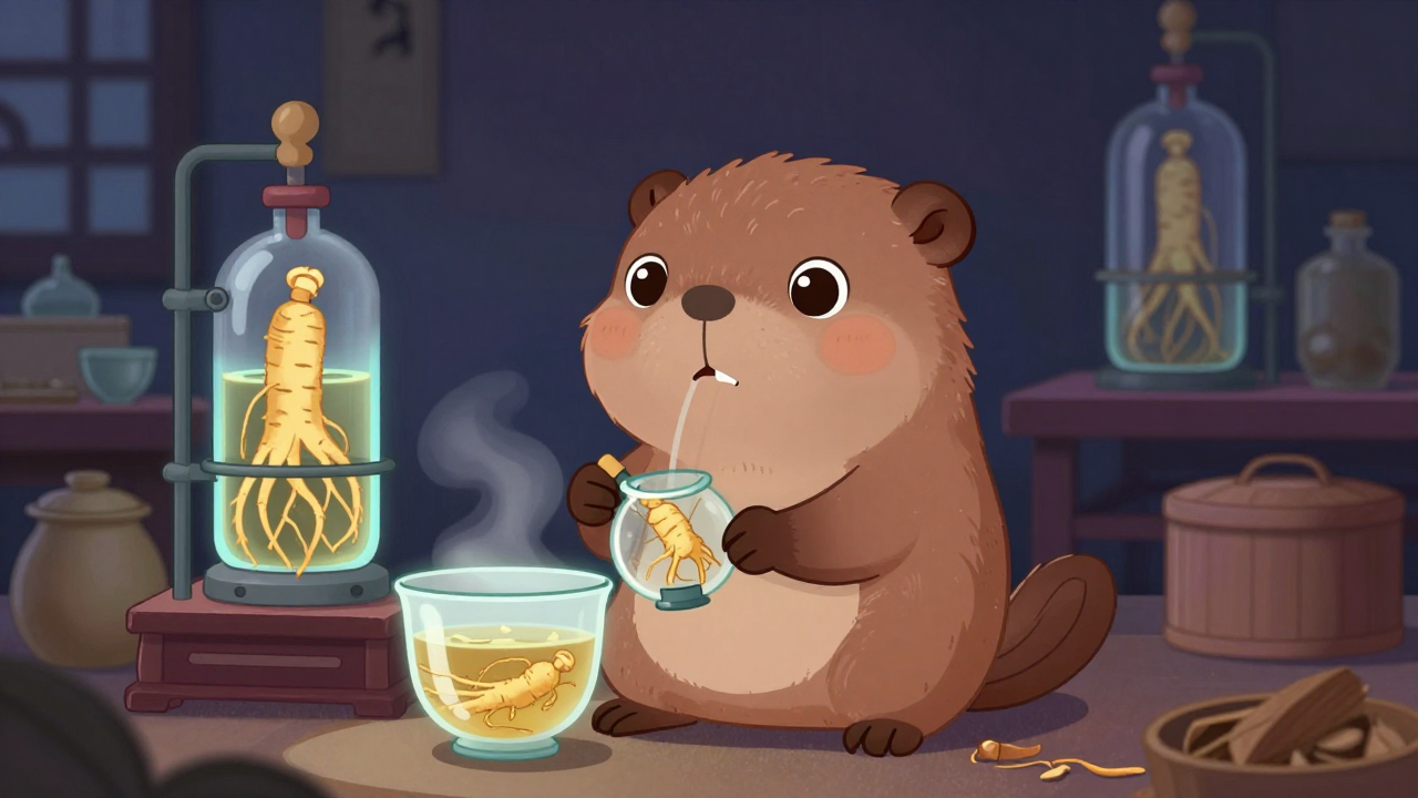 인삼차제조원 직업 종사자가 업무를 수행하는 모습