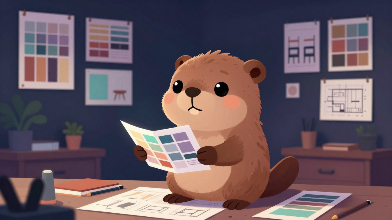 인테리어디자이너 직업 종사자가 업무를 수행하는 모습