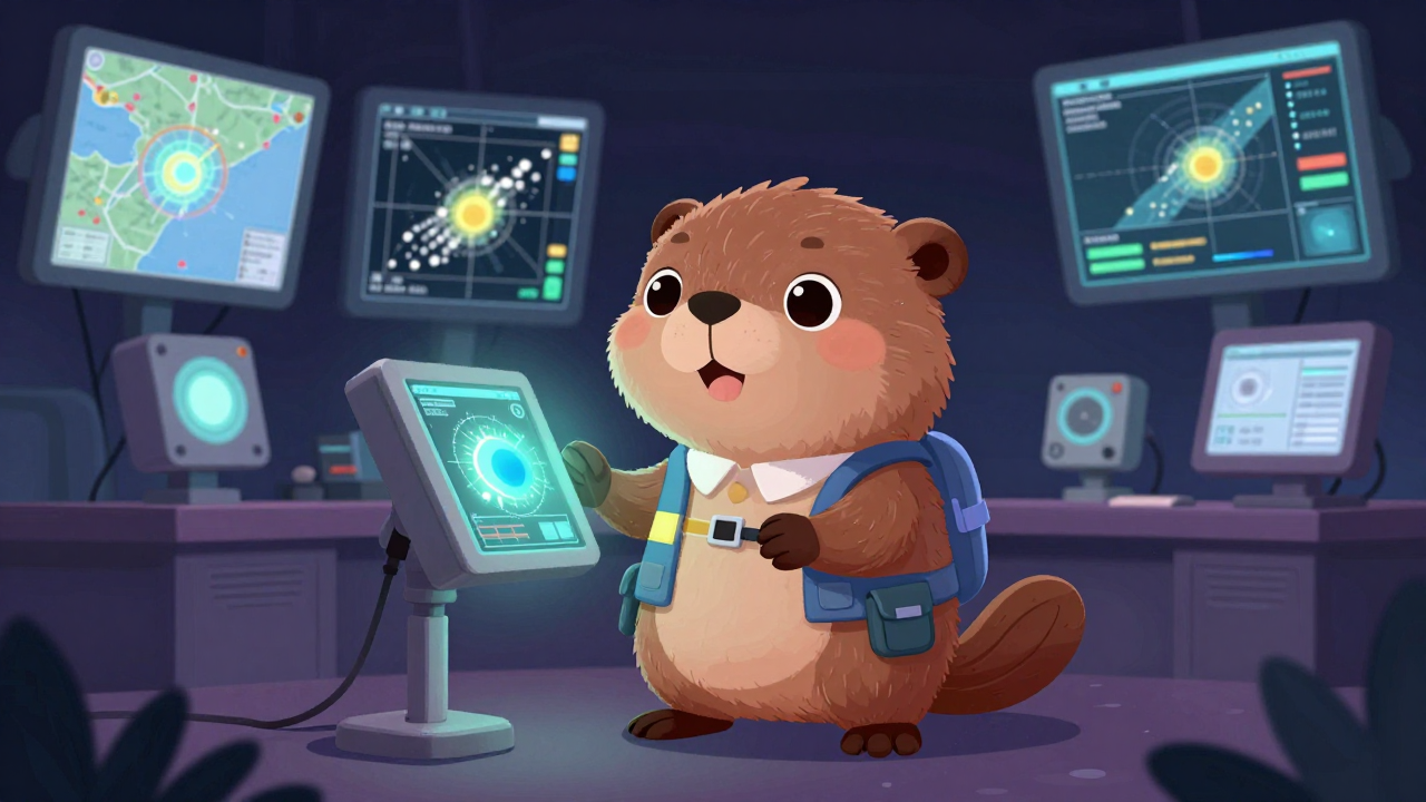 일기예보관 직업 종사자가 업무를 수행하는 모습