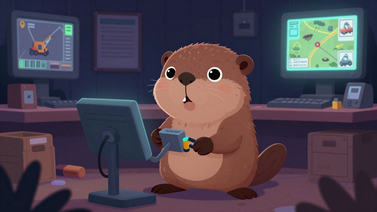 임업기계장비조작원 직업 종사자가 업무를 수행하는 모습