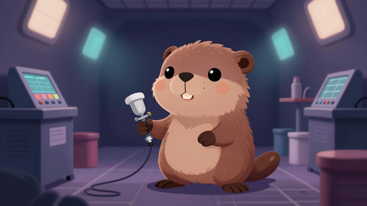 자동차도장정비원 직업 종사자가 업무를 수행하는 모습