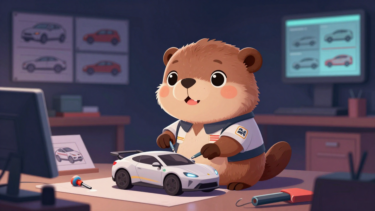 자동차디자이너 직업 종사자가 업무를 수행하는 모습