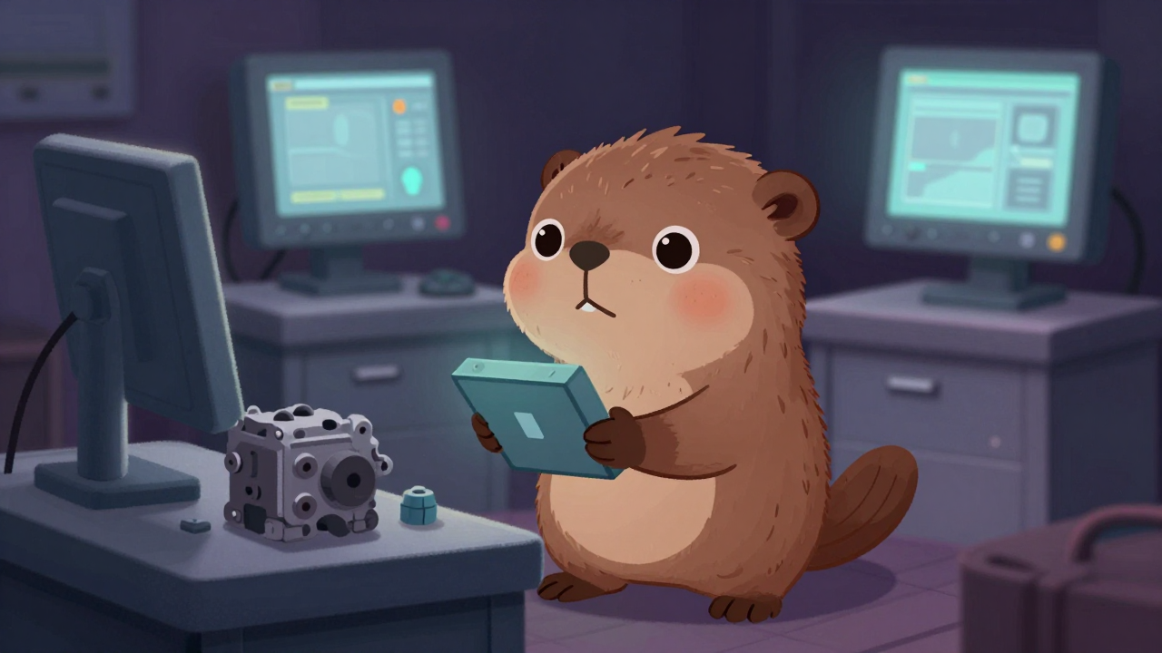 자동차엔진정비원 직업 종사자가 업무를 수행하는 모습