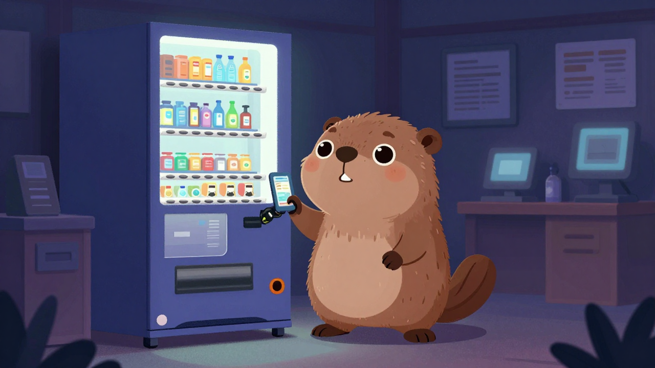 자동판매기관리원 직업 종사자가 업무를 수행하는 모습