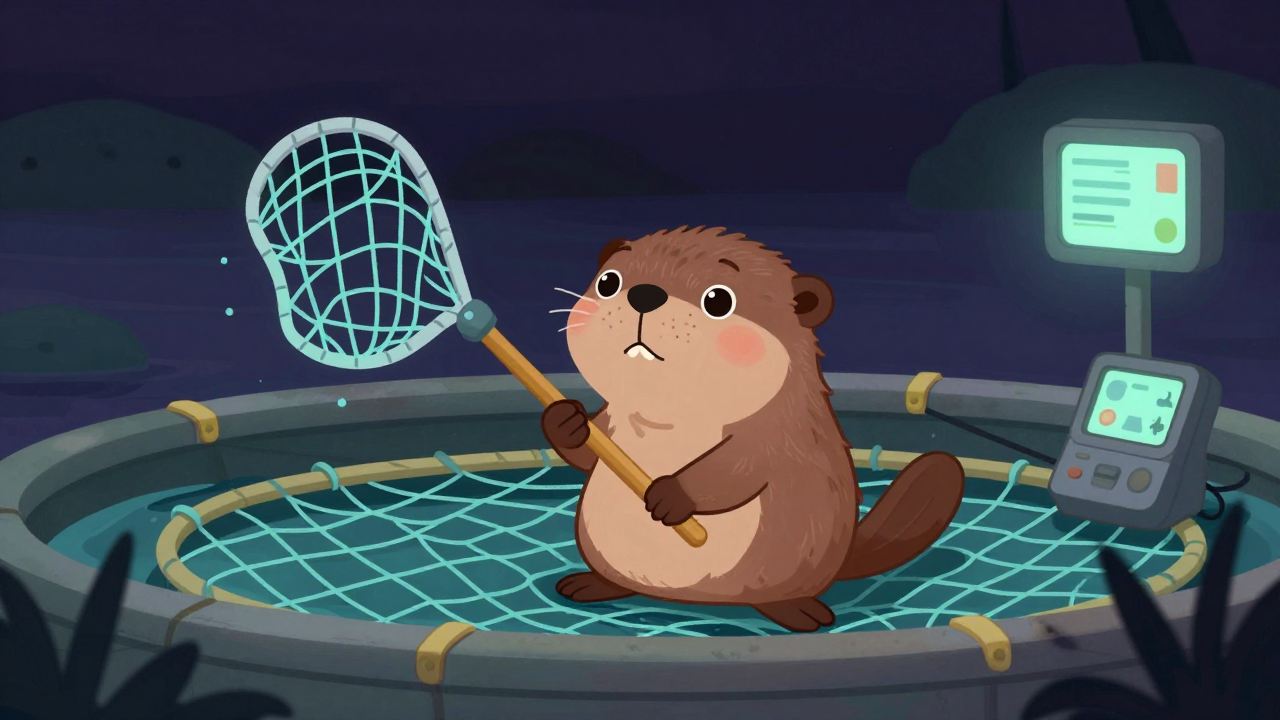 자망어선원 직업 종사자가 업무를 수행하는 모습