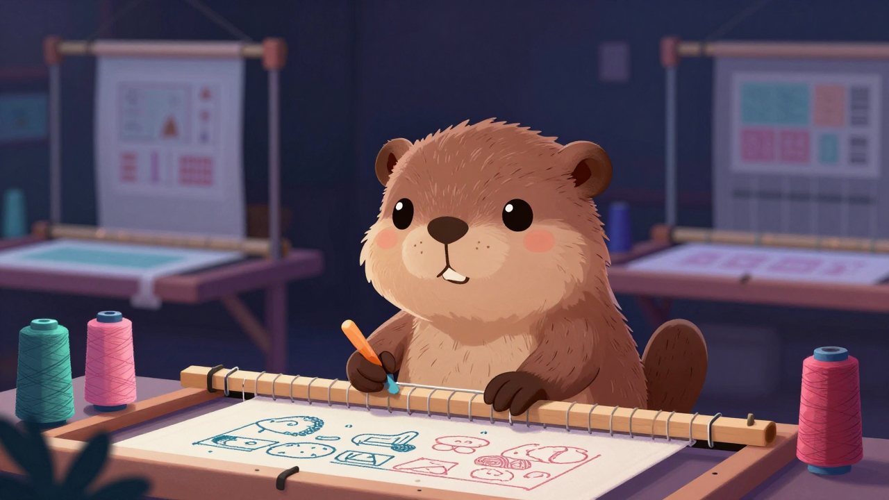 자수제직준비원 직업 종사자가 업무를 수행하는 모습