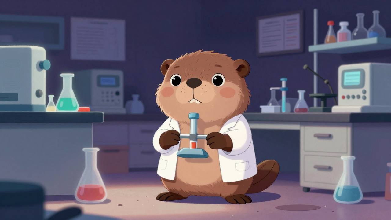 자연과학시험원 직업 종사자가 업무를 수행하는 모습