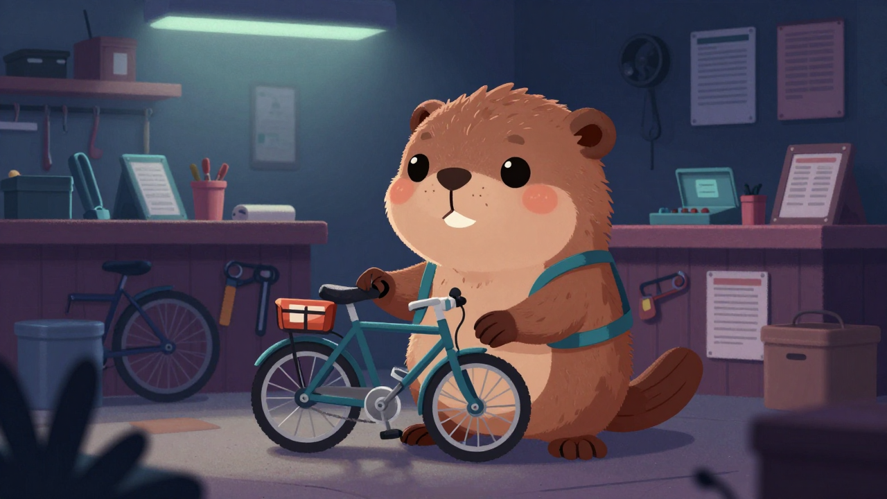 자전거판매 및 정비원 직업 종사자가 업무를 수행하는 모습