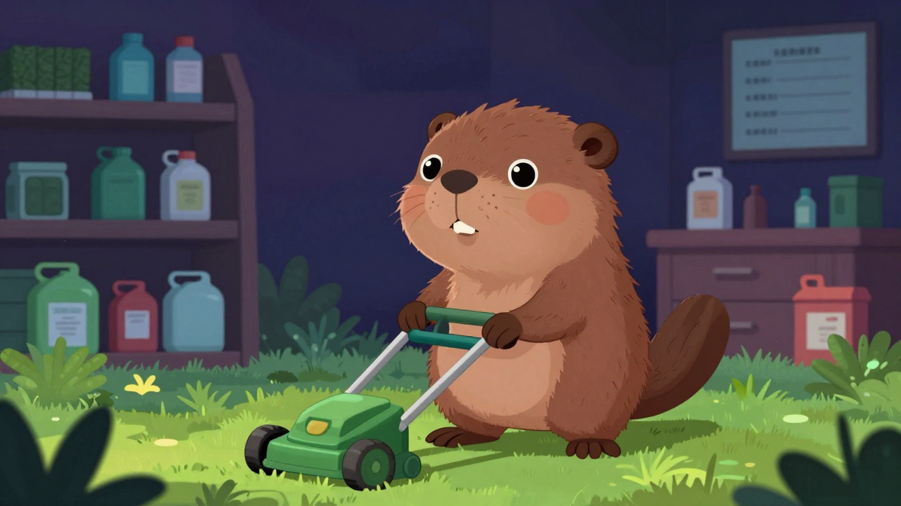 잔디관리사 직업 종사자가 업무를 수행하는 모습