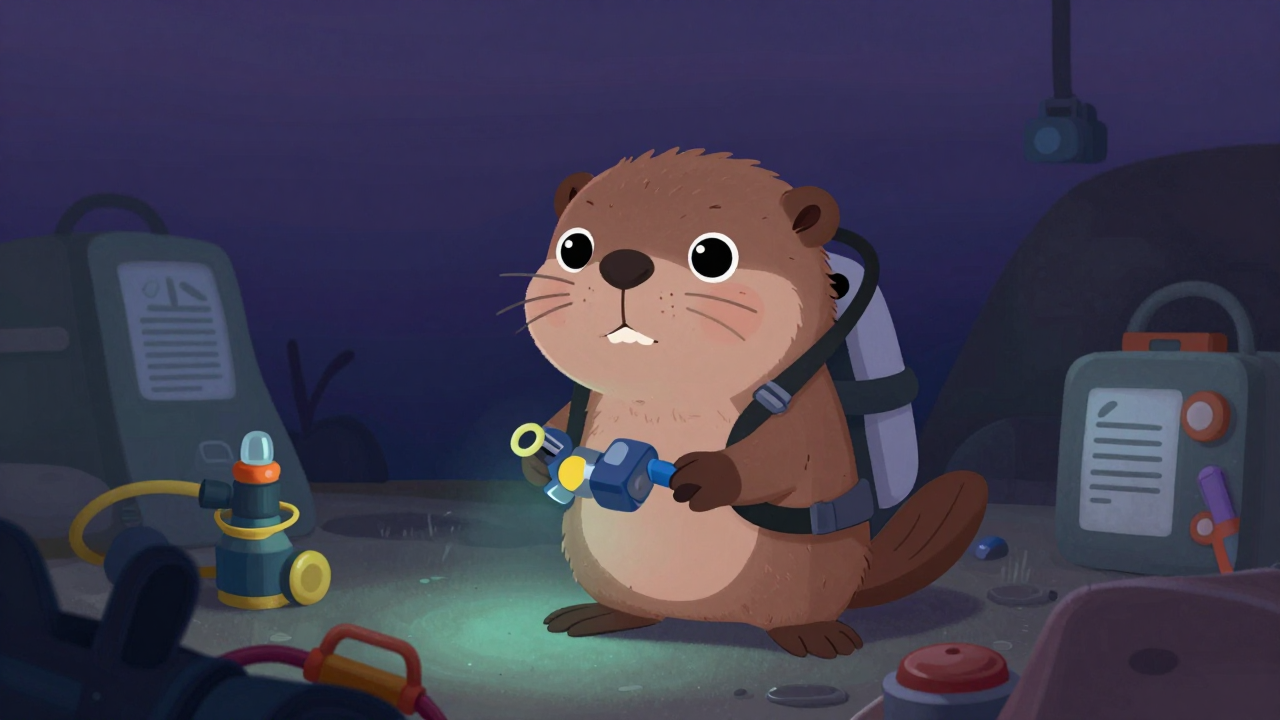 잠수기능원 직업 종사자가 업무를 수행하는 모습