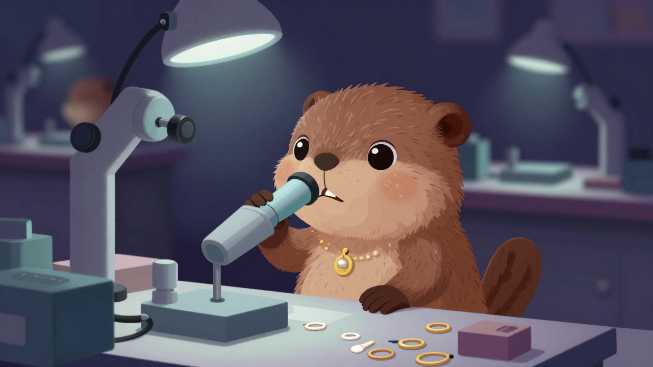 장신구검사원 직업 종사자가 업무를 수행하는 모습