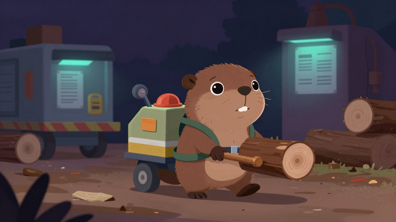 재목운반원 직업 종사자가 업무를 수행하는 모습