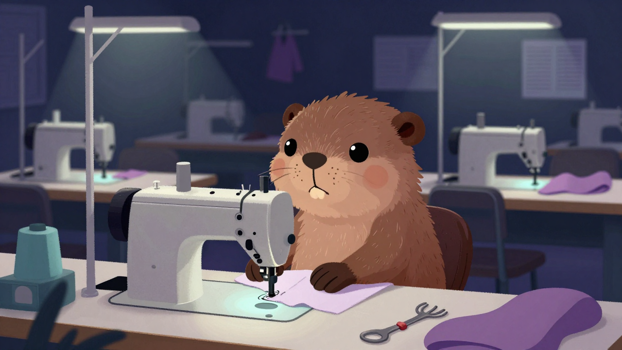 재봉사 직업 종사자가 업무를 수행하는 모습