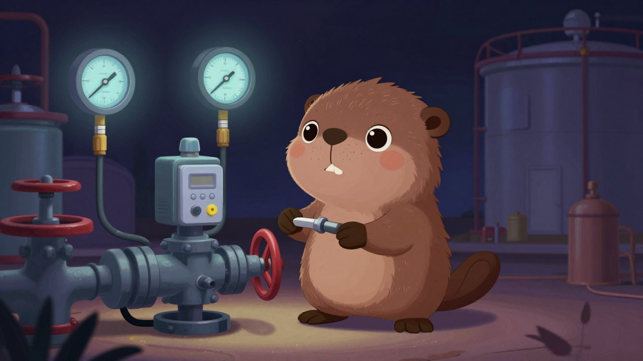 저유장치운전원 직업 종사자가 업무를 수행하는 모습