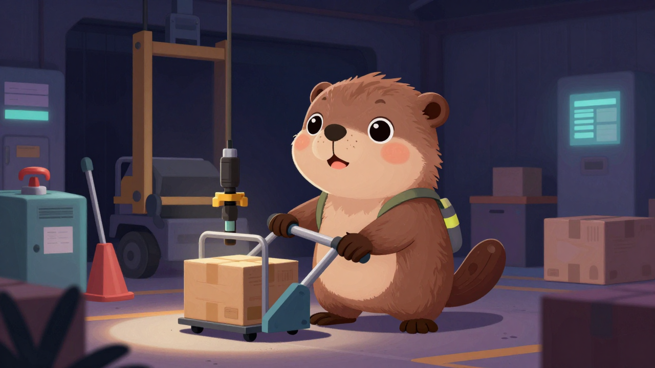 적재원 직업 종사자가 업무를 수행하는 모습