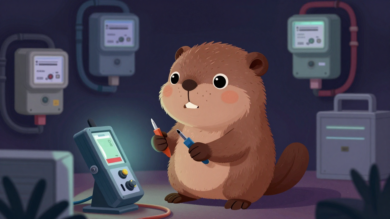 전기계량기설치원 직업 종사자가 업무를 수행하는 모습