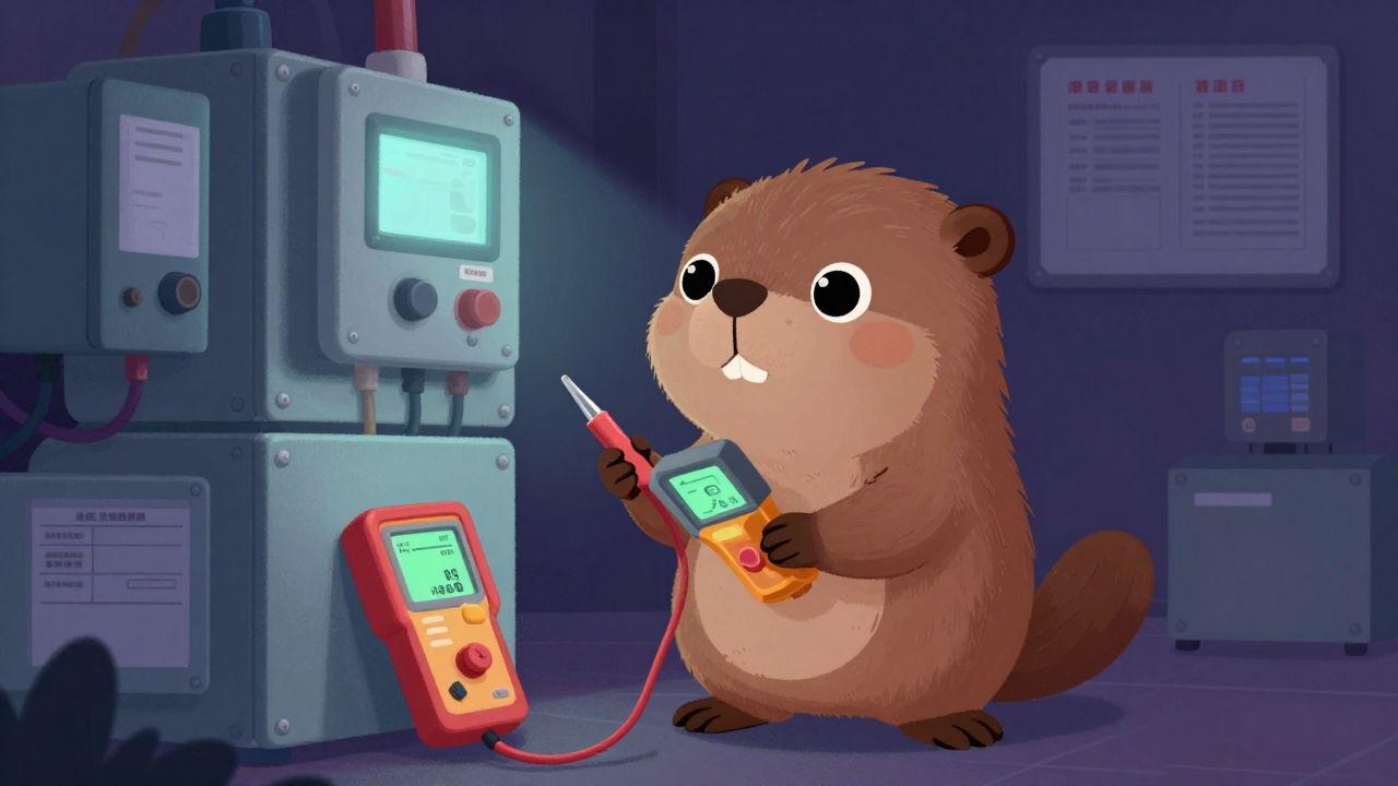 전기장비검사원 직업 종사자가 업무를 수행하는 모습