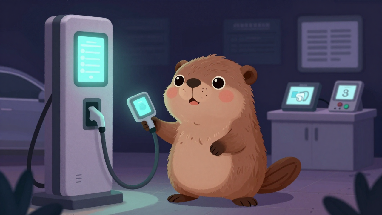 전기차충전고객상담원 직업 종사자가 업무를 수행하는 모습