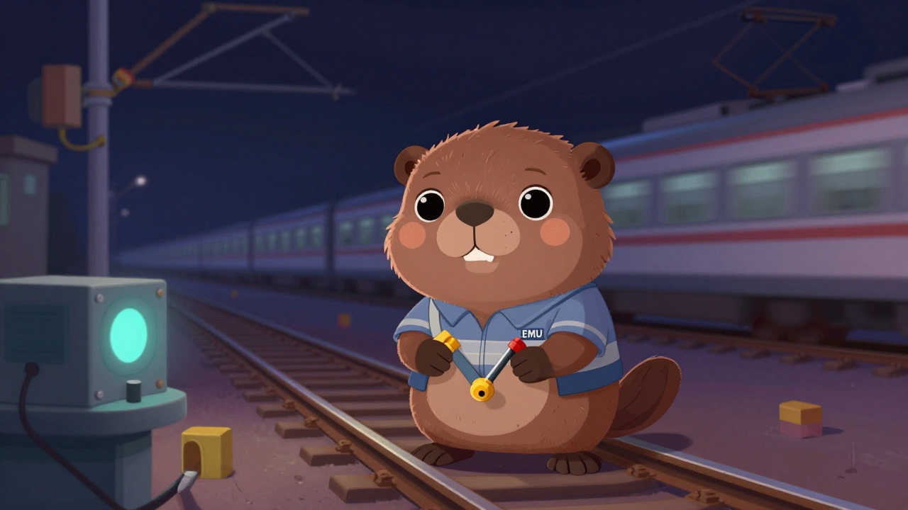 전동차선로관리원 직업 종사자가 업무를 수행하는 모습